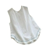 Daznico Női felsők Női Retro kerek nyakú Alkalmi ujjatlan tartály felső ingek Női Fehér XL