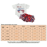 Wrcnote Baby Letters Print Crew Neck Outfit Suit Aranyos Fél Rövid Ujjú Munkaruha Függetlenség Napja Nyári Ruhák