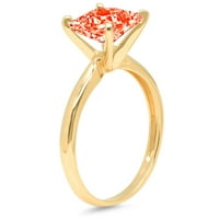 3ct hercegnő vágott piros szimulált gyémánt 14K sárga arany gravírozás nyilatkozat évforduló eljegyzés esküvői Pasziánsz