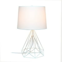 Lalia Home Geometriai fehér matt Vezetékes asztali lámpa Szövet árnyalattal