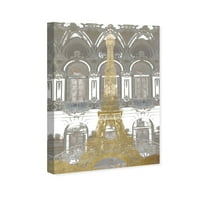 Wynwood Studio építészet és épületek fali művészet vászon nyomatok „Párizsi Eiffel” európai épületek - arany, szürke