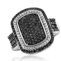 JewelersClub 0. Sterling ezüst 1. Karát fekete -fehér gyémánt gyűrű nők számára