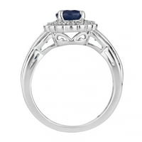 10K Gold Sapphire & Carat T.W. Gyémánt többszintű virággyűrű