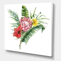 Designart 'Flowers Bouquet Protea Plumeria Hibiscus hagyományos vászon fali művészete