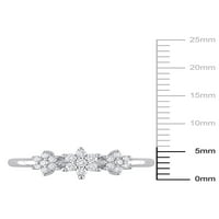 Miabella női karátos T.W. Gyémánt sterling ezüst hármas virág ígéret gyűrű