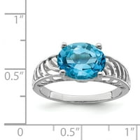 Ezüst Svájci Kék Topáz Gyűrű. Gem Wt-3.25 ct