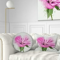 Designart Full Bloom Rózsaszín Virág levelekkel - virágos párna - 12x20
