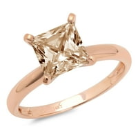 0.5 ct hercegnő vágott Barna Pezsgő szimulált gyémánt 14K rózsaszín rózsa arany gravírozás nyilatkozat évforduló eljegyzési