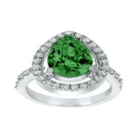 Sterling ezüst smaragdzöld körte vágott köbös cirkónium-haló gyűrű