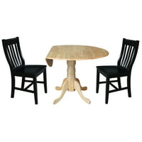 Nemzetközi koncepciók tömörfa 3 darabos étkezőkészlet in. Dual Drop Leaf asztal és léc vissza étkező székek természetes