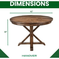 Hannover Annecy 5 darabos kerek mangó fa étkezőasztal állvány Alap és Székek, 45 átmérő 30 H, HDR005-5PC-WB