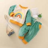 Kids Outfit Puha pamut meleg Crewneck Rainbow varrás Collision Color Hosszú ujjú nadrág szett fiúknak vagy lányoknak