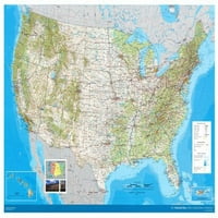 Térkép az Usa Nemzeti atlasza poszter szállítási útvonalak fizikai jellemzők 20x30