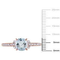 Carat T.G.W. Aquamarine és gyémánt-Accent rózsa bevonatú ezüst koktélgyűrű
