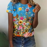 Virágos ingek női nyári alkalmi rövid ujjú Kerek nyakú pulóver felsők szabadidős pólók könnyű divatos kényelmes blúz
