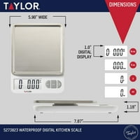 Taylor 11lb digitális konyhai és élelmiszer -skála cserélhető rozsdamentes acél tálca főzéssel, sütés, étkezés előkészítő