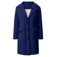 Kabát női mesterséges gyapjú elegáns keverék kabát vékony női hosszú kabát felsőruházat kabát kék 2XL Női olcsó felöltő