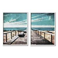 A Stupell Industries nyugodt móló Dock Beach Clear Blue Sky illusztráció, 30, Ashley Aldridge tervezése