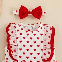 Gyerekek lányok ruhák divat ruhák kisgyermek Ujjatlan Valentin nap szívek nyomtatott fodros hercegnő ruha fejpántok