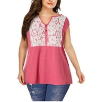 Nyári ingek Női Divat Alkalmi V nyak plusz méretű felső kivágás Nyomtatás póló Laza illesztés felsők Rózsaszín XL