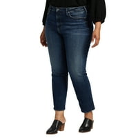 Ezüst Jeans Co. Plus Size Infinite Fit magas emelkedéssel egyenes láb farmer derékméret 1x-3x