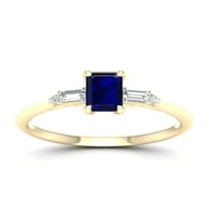 Imperial drágakő 10K sárga arany nyolcszögletű vágott kék zafír 1 10ct tw gyémánt női gyűrű