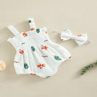 Wassery csecsemő baba lányok ruha ujjatlan Parittya Romper gyümölcs nyomtatás Body Nyári egy ruhát fejpánt 0-18m
