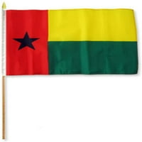 12 x18 nagykereskedelmi sok Guinea Bissau Stick zászló fa személyzet élénk színű és UV Fade ellenálló vászon fejléc