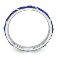Sterling ezüst egymásra rakható kifejezések kék zománc gyűrű mérete: 7; felnőtteknek és tizenéveseknek; nőknek és férfiaknak
