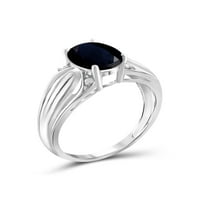 1. Carat T.G.W. Sapphire Gemstone és Carat T.W. Fekete gyémántgyűrű