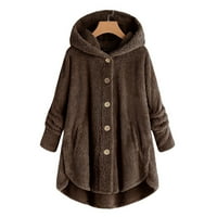 Női Kabátok Kabátok Téli Szélálló Meleg Plüss Kabátok Plusz Méretű Gomb Kapucnis Kabát Kabát Felsőruházat