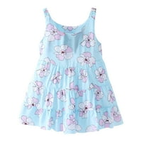 Aranyos nyári ruhák lányoknak virágos Ujjatlan Strandpántok Sundress Kék 3y-4Y