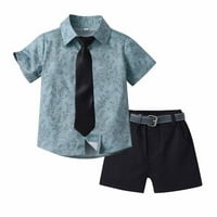 Leesechin kisgyermek fiú ruhák Clearance nyári gyermek viselet fiú rövid ujjú Hajtóka ing rövidnadrág öv nyakkendő