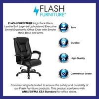 Flash bútorok magas hátsó fekete LeatherSoft réteges kárpitozott Executive forgatható ergonomikus irodai szék füst