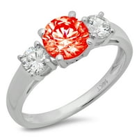 1.5 ct kerek vágott piros szimulált gyémánt 18K fehér arany évforduló eljegyzési kő gyűrű mérete 9.75