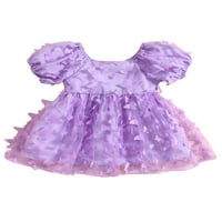 Calsunbaby kisgyermek lány nyári hercegnő ruha rövid Puff ujjú 3D pillangó dekoráció tüll ruha 6M-4T