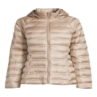 Idő és Tru Női és Plus Packable Stretch Zip Up Puffer Jacket