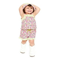 Wonder Nation Baby és Kisgyermek Girl Tank és rövidnadrág ruhák, 2 darab, méretek hónapok-5T