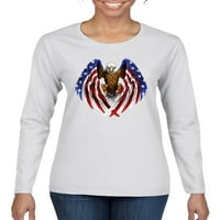 Sas amerikai zászló szárnyak USA büszkeség Americana amerikai büszkeség Női grafikus Hosszú ujjú póló, Kelly, közepes
