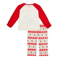 Rudolph lányok exkluzív hosszú ujjú felső és hosszú nadrág, 2 darabos pizsama méretűek 4-12