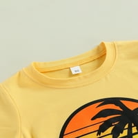 Biekopu fiúk nyári ruhát készletek rövid ujjú levél fa nyomtatási póló + álcázás rajzfilm nyomtatási rövidnadrág