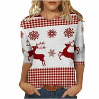 pyju Boldog Karácsonyt Női pulóver, hüvely Kerek nyakú ingek aranyos rénszarvas nyomtatás tunika felsők könnyű nyaralás