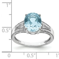 Ezüst Gyémánt & Világos Svájci Kék Topáz Gyűrű. Karátos Wt-3.36 ct