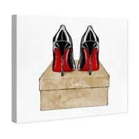 A Runway Avenue divat és a GLAM Wall Art vászon „Classic One” cipő - fekete, piros