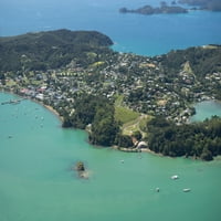 Felülnézet, közül, város, képben látható, sziget, Russell, öböl, közül, szigetek, Northland, Északi sziget, New Zealand