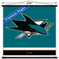San Jose Sharks-Logo fali poszter fa mágneses kerettel, 22.375 34