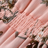 Nyári ruha-női plusz méretű nyári V nyakú Virágmintás Boho Ujjatlan Party ruha, rózsaszín