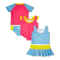 Peppa Pig Toddler Girls Mi n Match Rashguard, egyrészes, tankini felső és alsó, 5 darabból álló úszókészlet