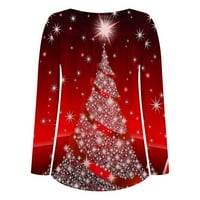 Női karácsonyi Henley ingek Flowy elrejtése hasa tunika őszi gomb le Blúzok Xmas Tree Mikulások Claus grafikus tunika