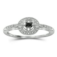 JewelersClub 0. Sterling ezüst akcentus fekete gyémánt gyűrű nők számára